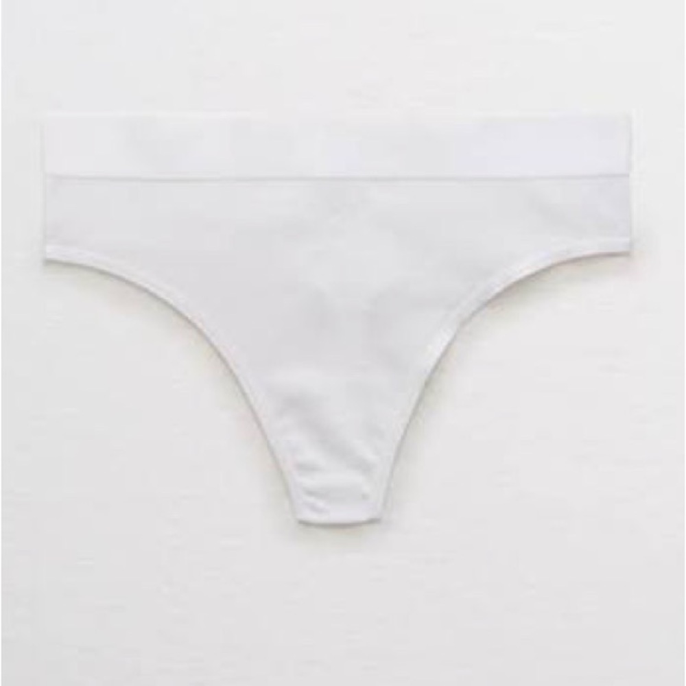 BUNDLE & SAVE! NWT Aerie Ribbed High Waisted Thong Underwear L White Soft